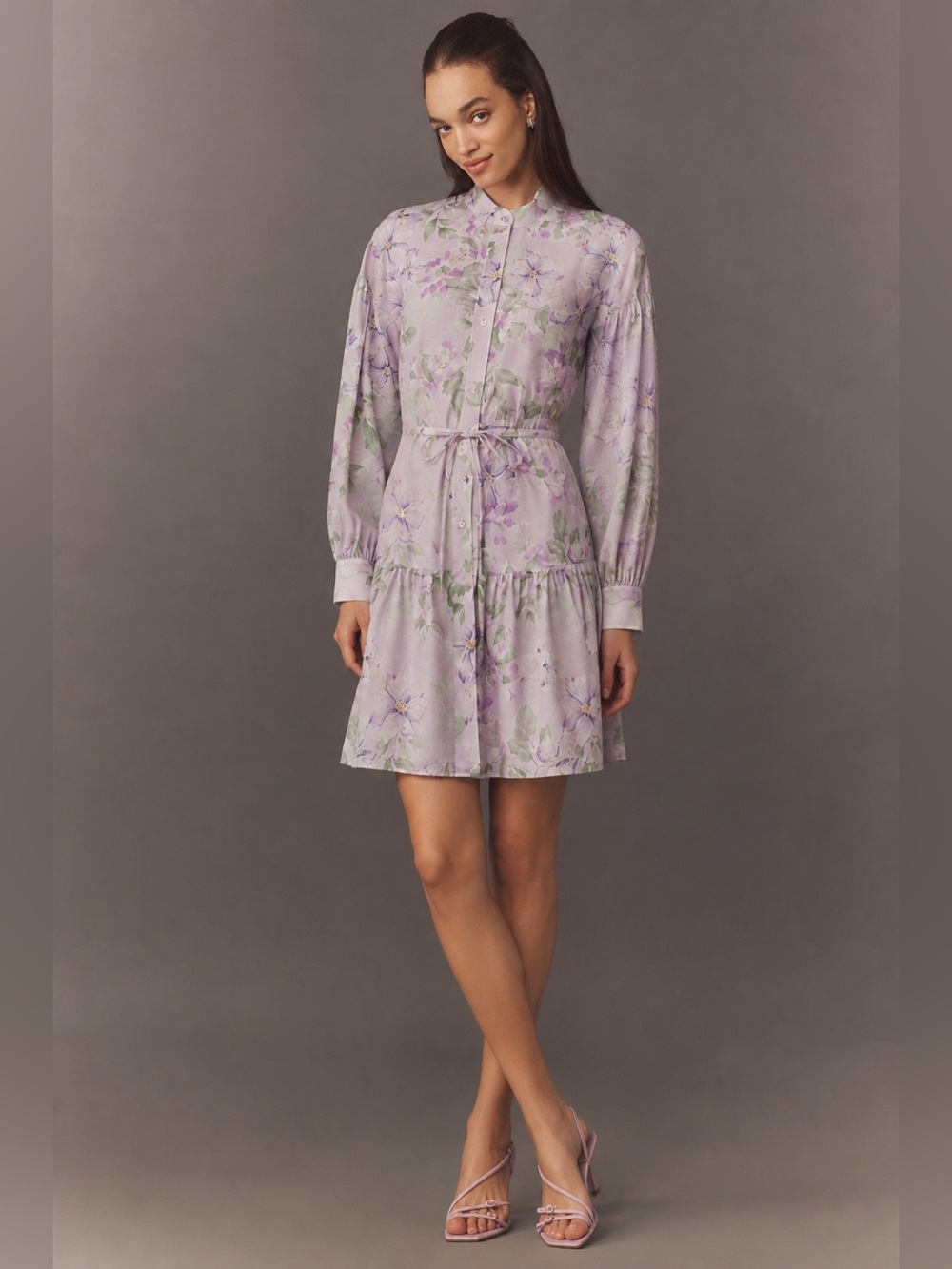 NWT Alex Marie Wren Printed Linen Blend Floral Mandarin Neckline Dress Sz 8